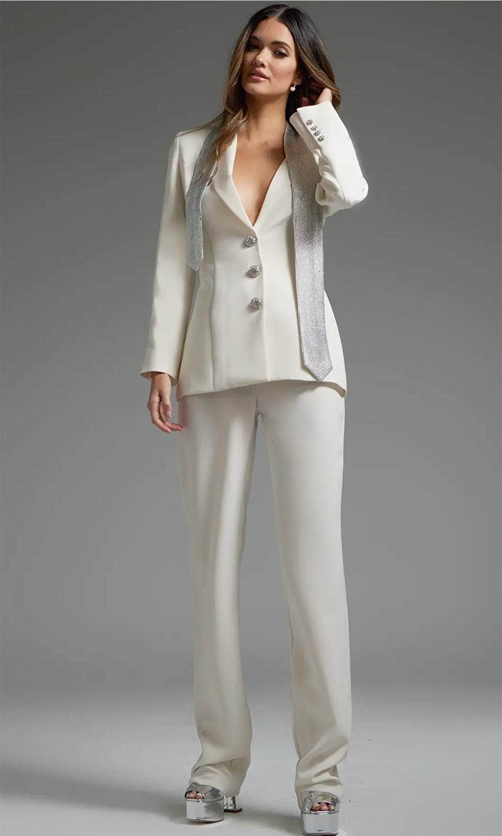 Jovani 39726 - Collared Bridal Pantsuit Formal Pantsuits