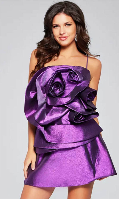 Jovani 39749 - Sleeveless Rose Cocktail Dress Special Occasion Dresses 00 /  Purple