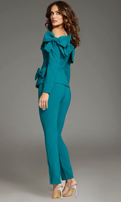 Jovani 39840 - Long Sleeves Bow Accented Pant Suit Formal Pantsuits