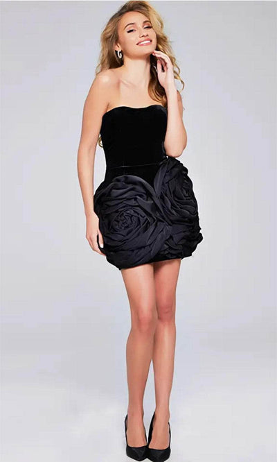 Jovani 39848 - Fitted Strapless Cocktail Dress Special Occasion Dresses 00 /  Black