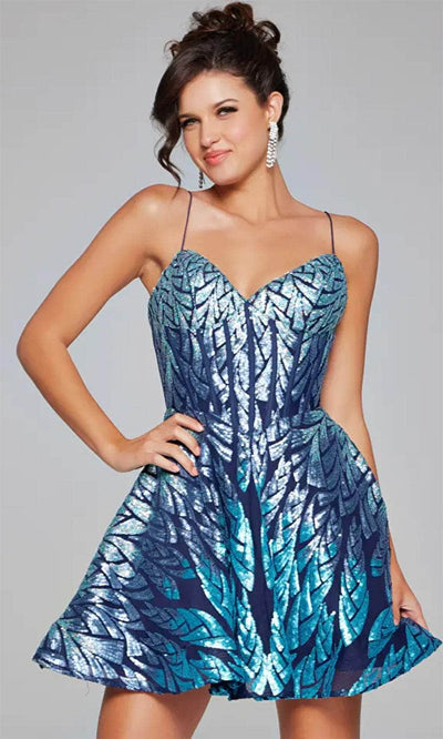 Jovani 39928 - Sleeveless Sequin Cocktail Dress Special Occasion Dresses 00 /  Royal/Periwinkle