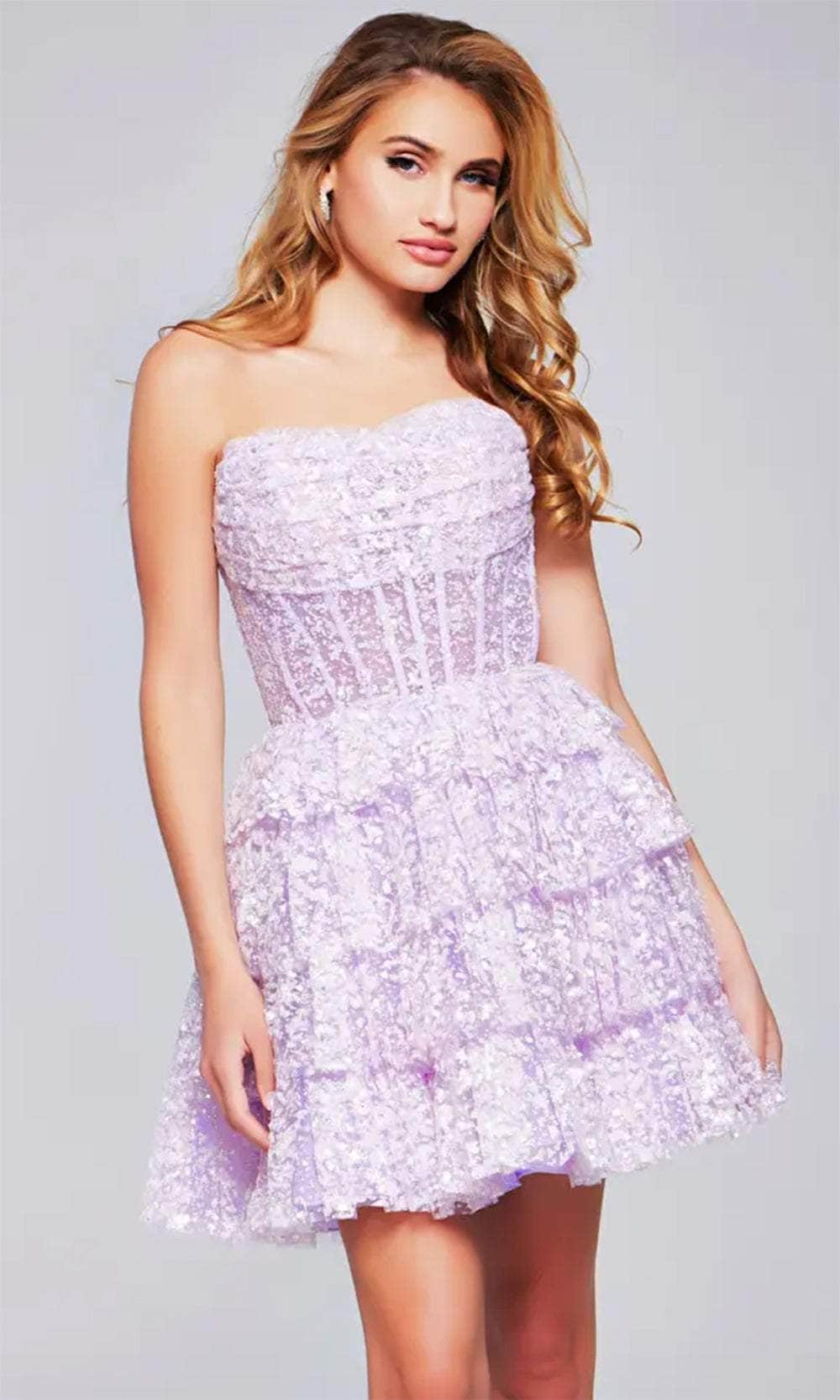 Jovani 40030 - Strapless Sheer Corset Cocktail Dress Homecoming Dresses