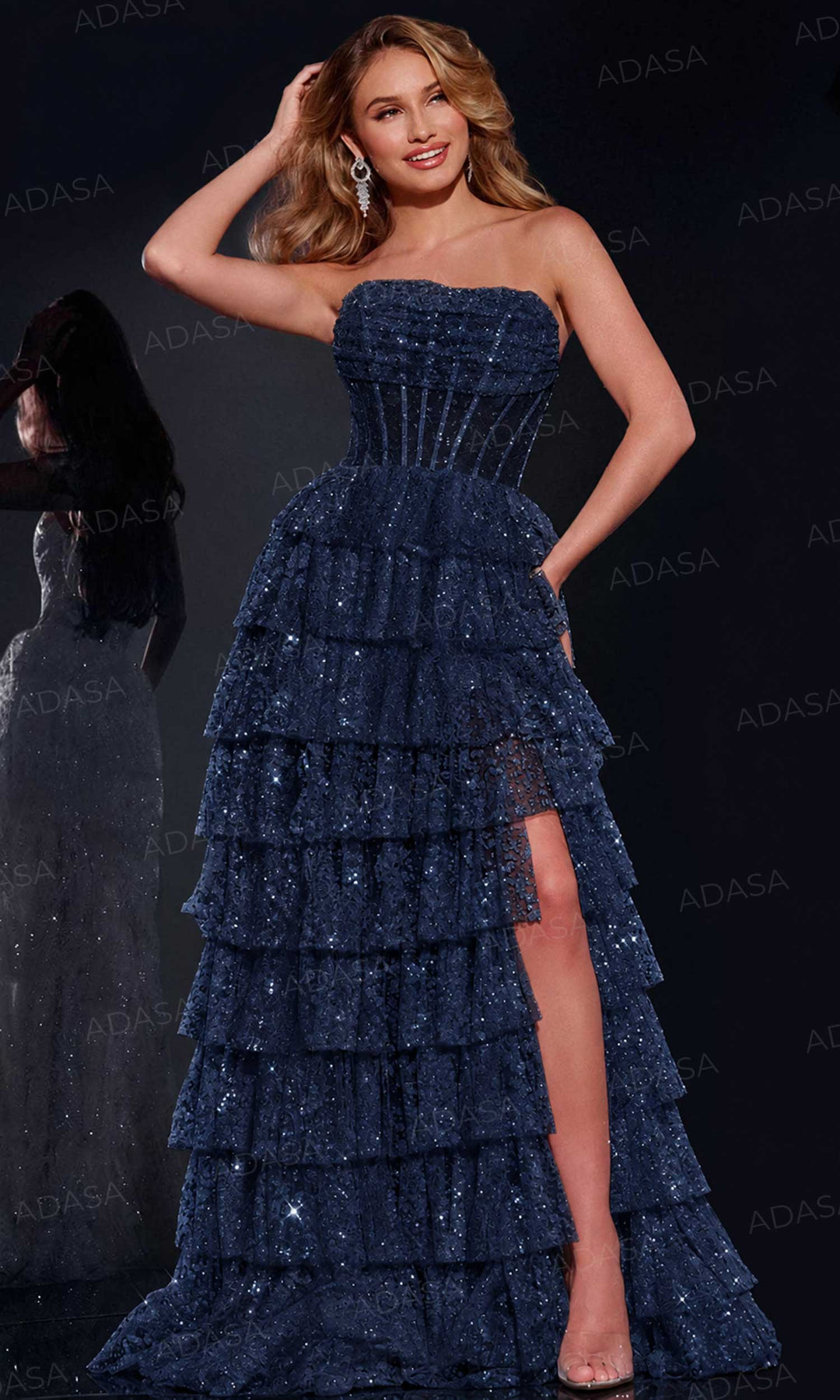 Jovani 40031 - Sequin Tiered Prom Dress