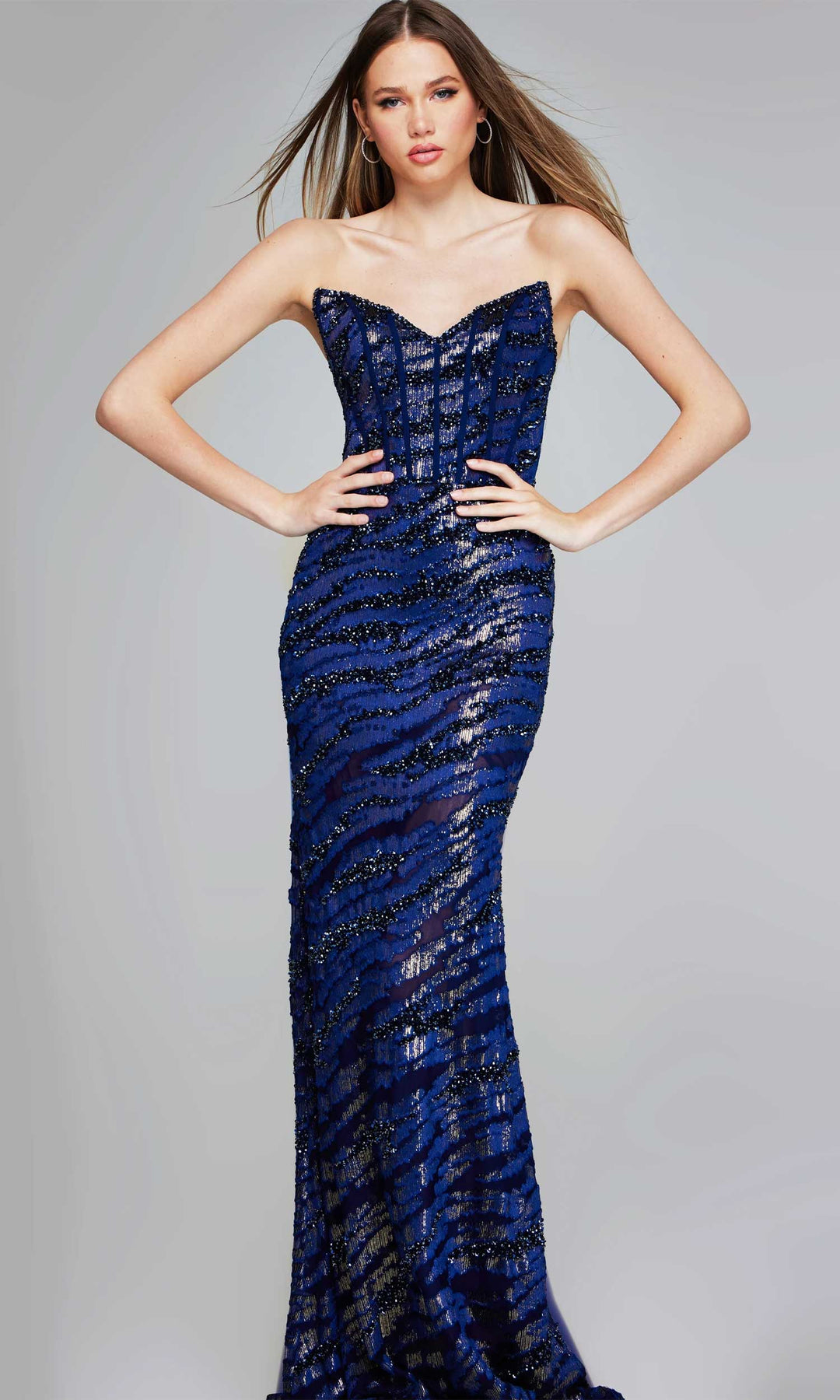 Jovani 40181 - Jeweled Strapless Evening Gown