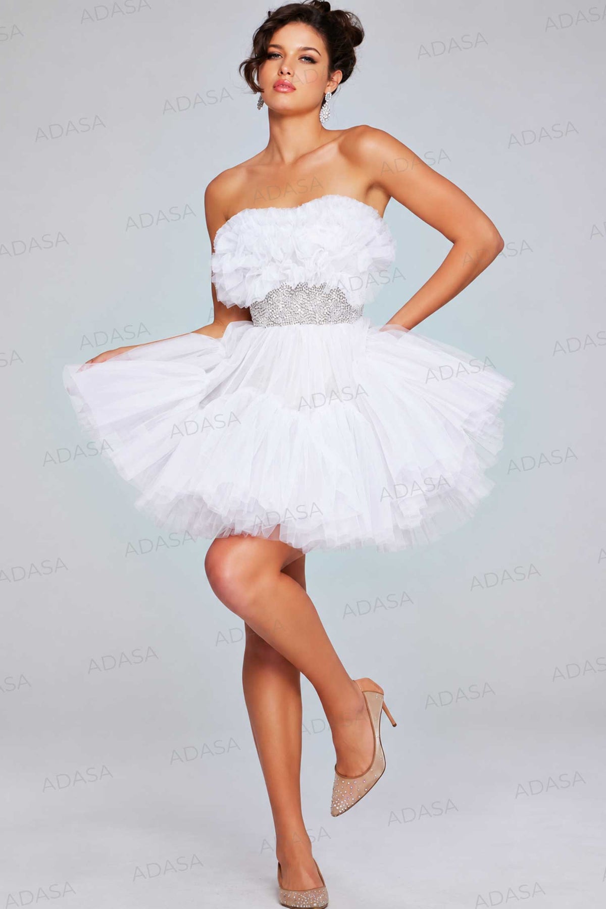 Jovani 40186 - Ruffled Straight Across Cocktail Dress