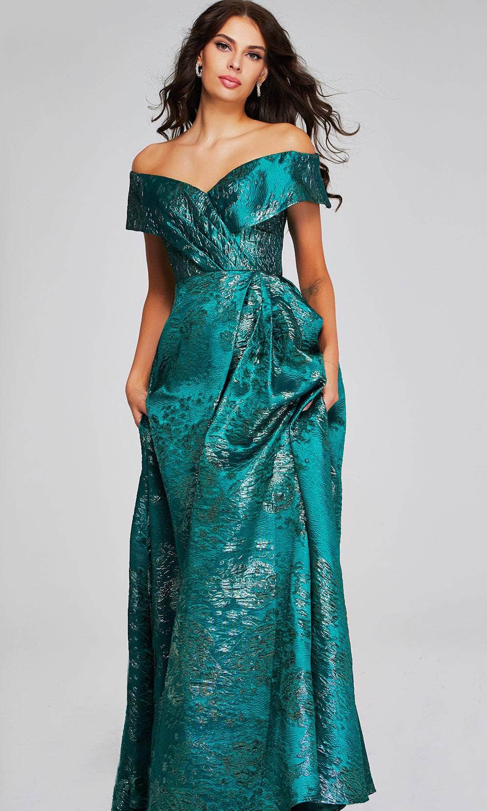 Jovani 40296 - Off Shoulder Textured Evening Gown Special Occasion Dress