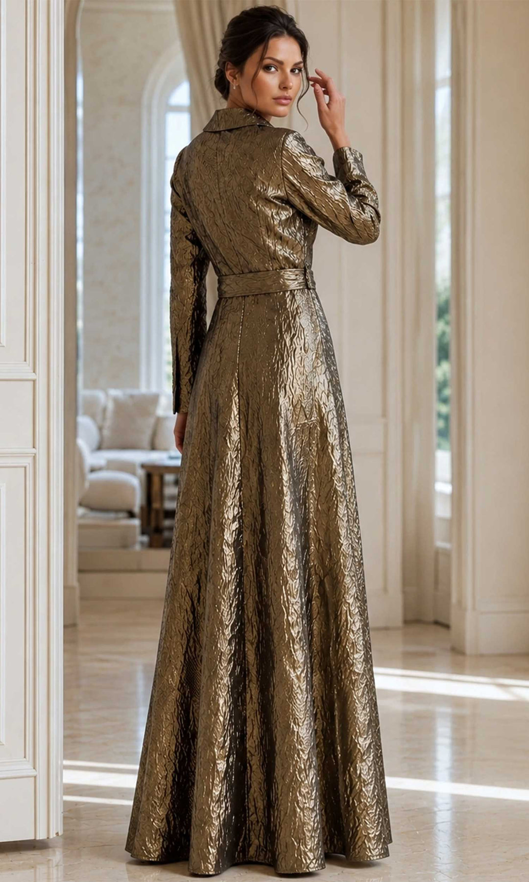 Jovani 40297 - V-Neck Textured Evening Gown