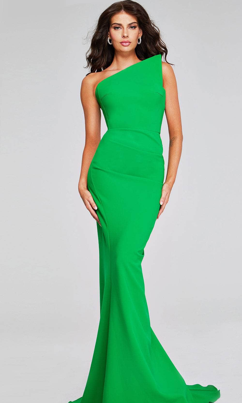 Jovani 40301 - Strapless One Shoulder Evening Dress Special Occasion Dresses 00 /  Green