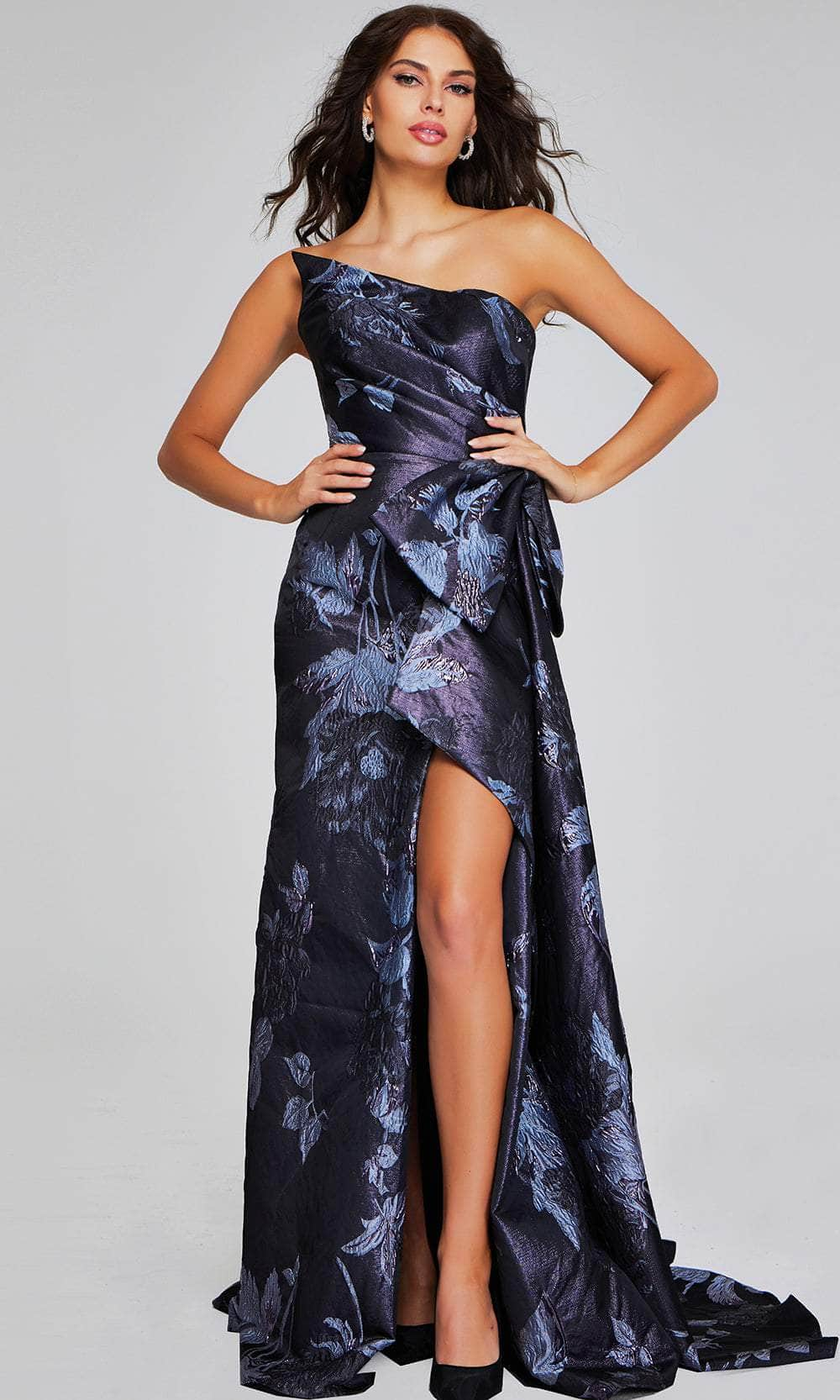 Jovani 40308 - Side Draped Strapless Evening Gown Special Occasion Dresses 00 /  Print