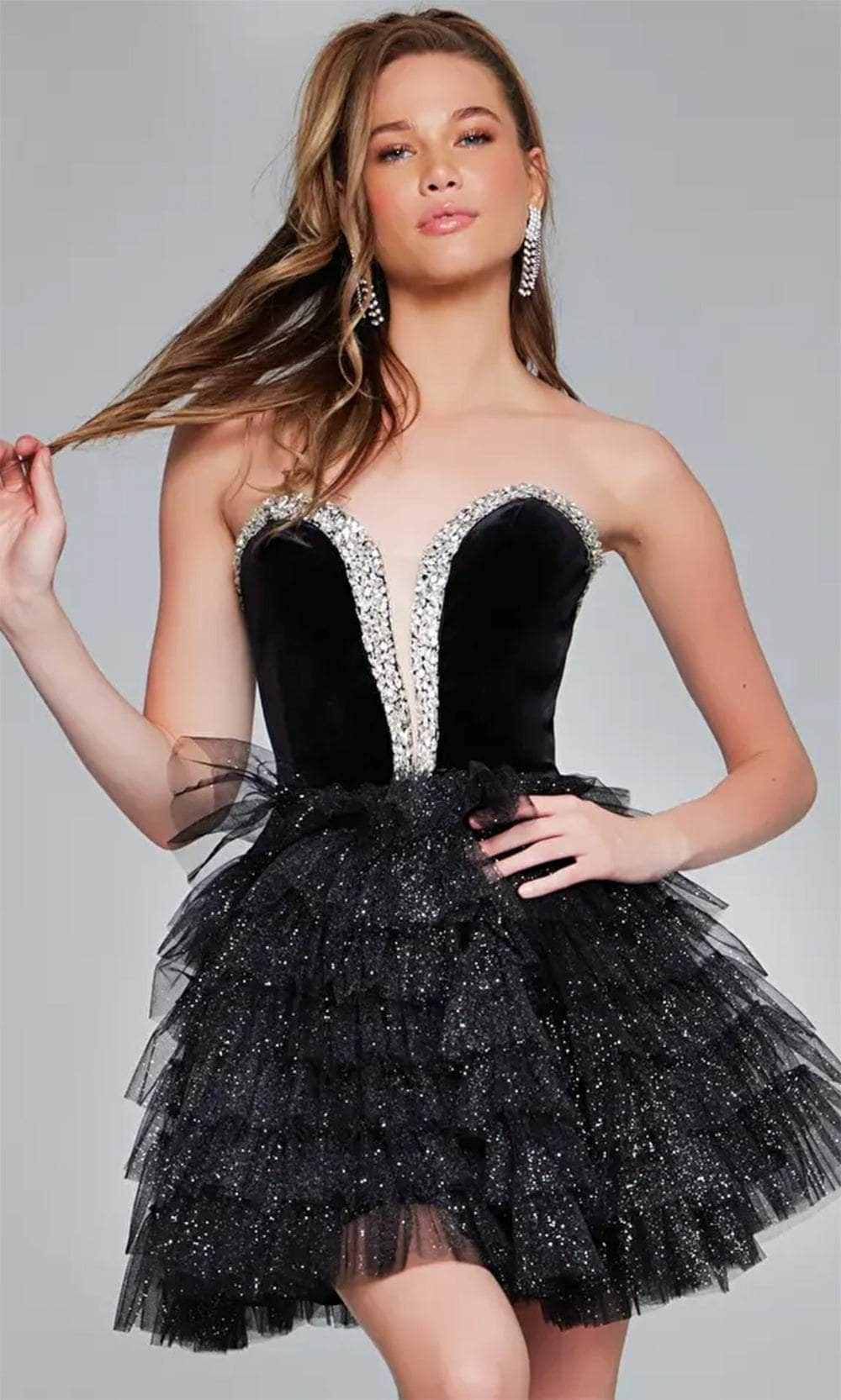 Jovani 40352 - Bejeweled Sweetheart Cocktail Dress Special Occasion Dresses 00 /  Black