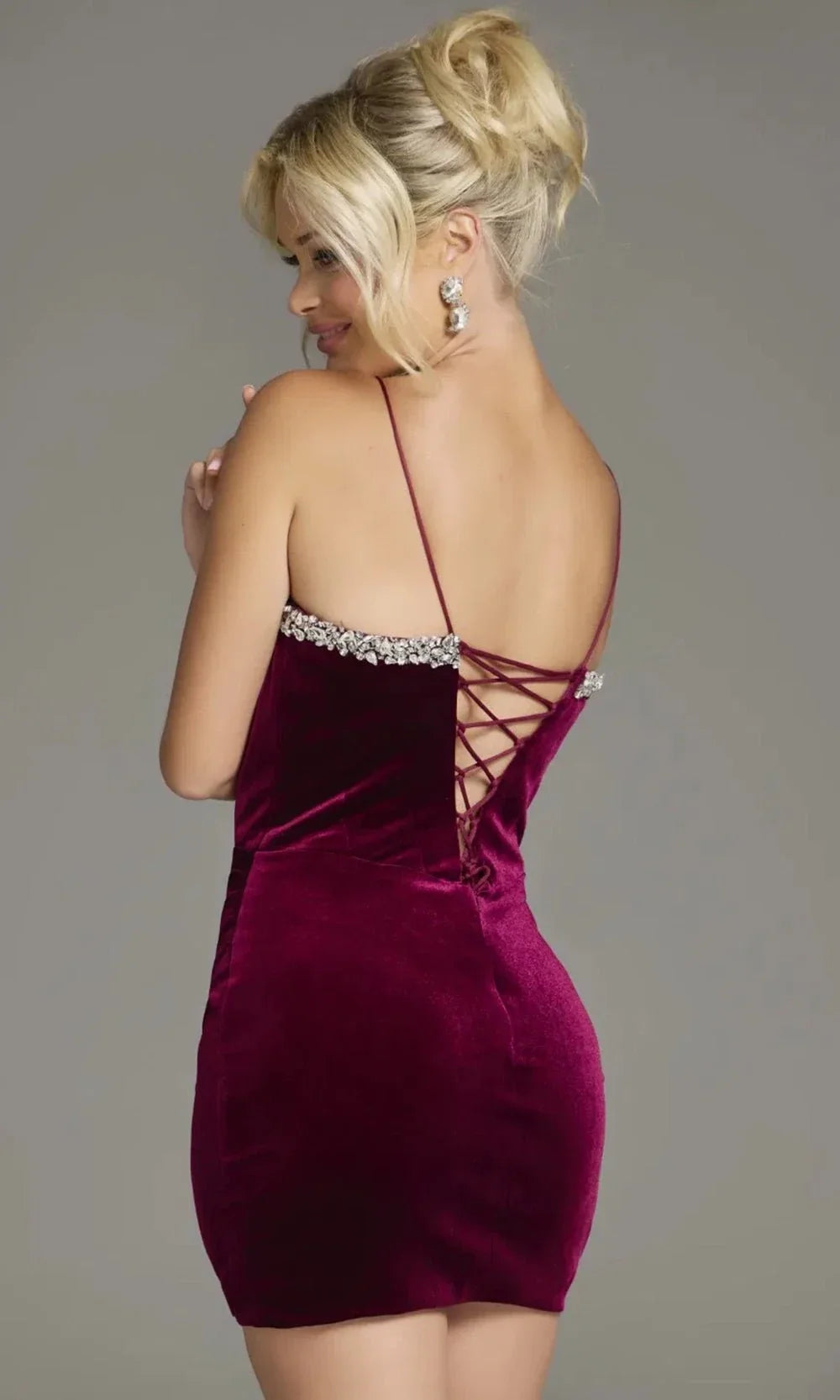 Jovani 40360 - Sweetheart Velvet Dress with Rhinestone Trim Party Dresses