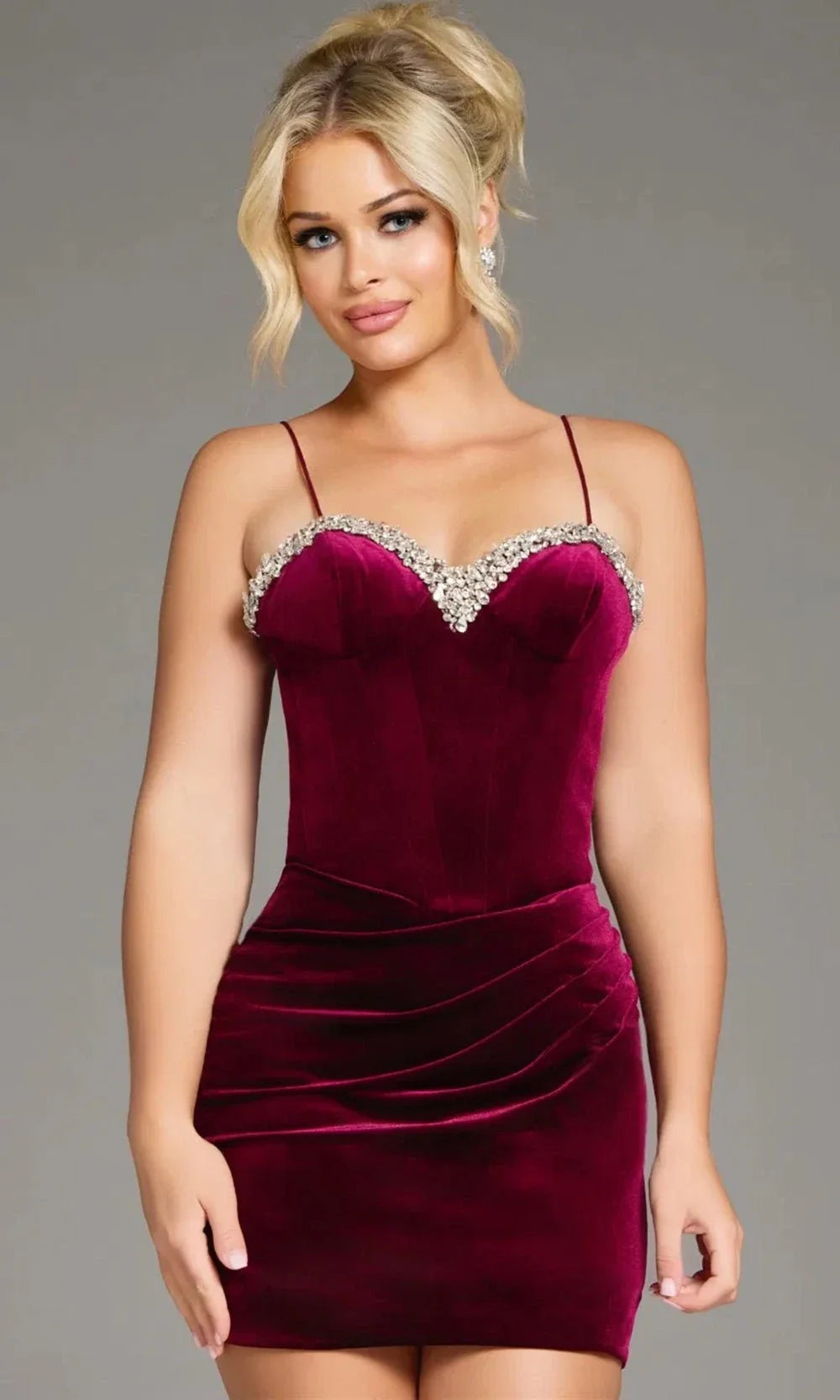 Jovani 40360 - Sweetheart Velvet Dress with Rhinestone Trim Party Dresses