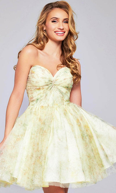 Jovani 40374 - Strapless Ruched Cocktail Dress Special Occasion Dresses 00 /  Light-Yellow