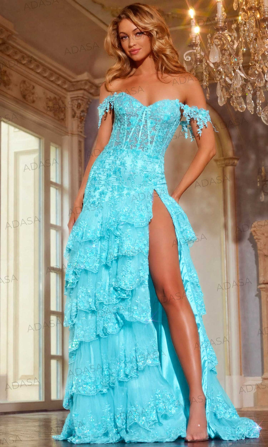 Jovani 40397 - Scalloped Tiered Prom Dress
