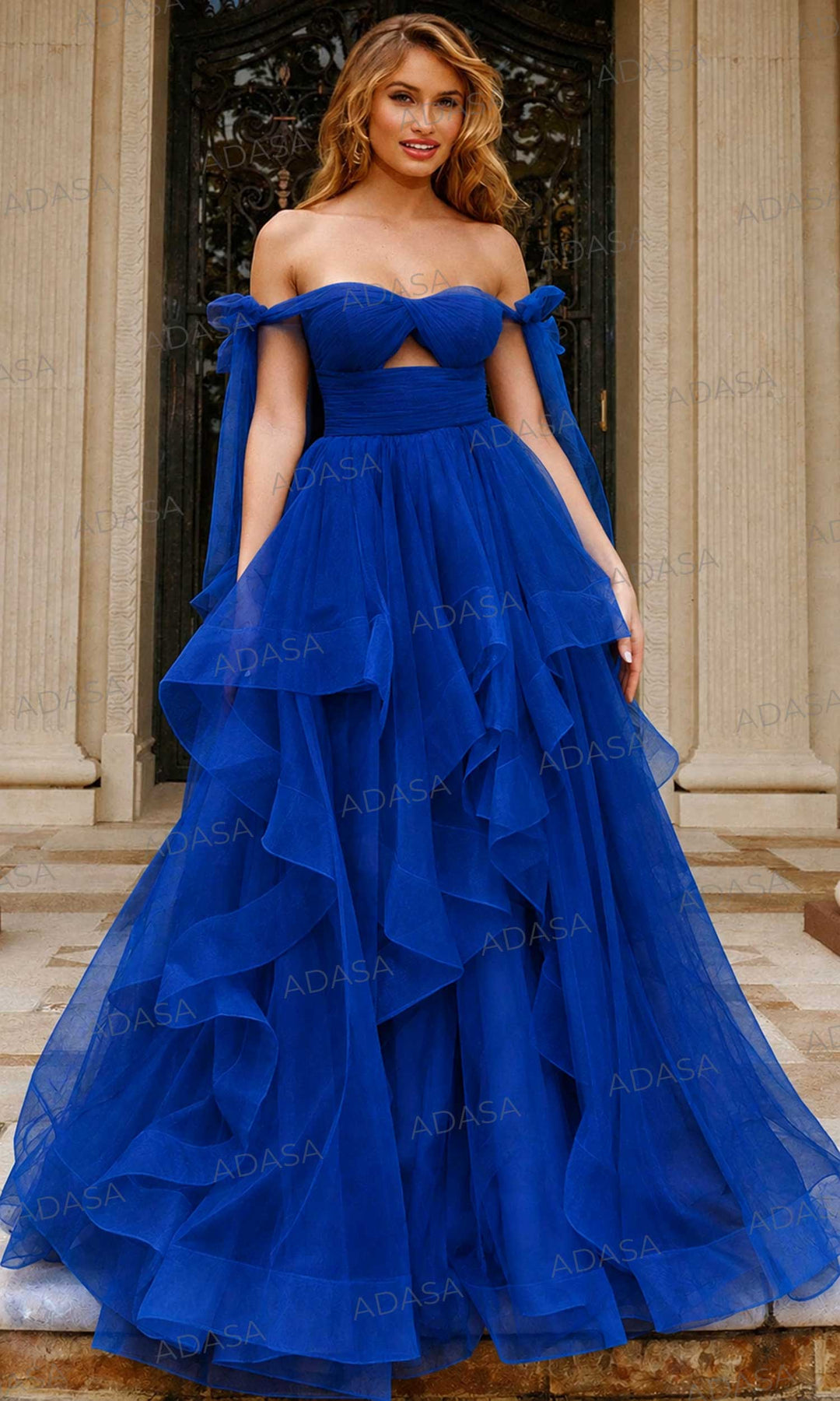 Jovani 40400 - Pleated Off Shoulder Ballgown