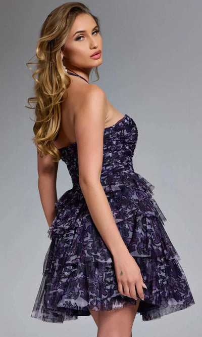 Jovani 40424 - Short Printed Dress with Cutout Bodice Semi Formal