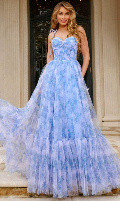 Jovani 40432 - Floral Pleated Sweetheart Prom Gown Prom Dresses