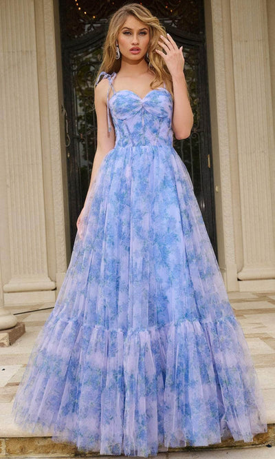 Jovani 40432 - Floral Pleated Sweetheart Prom Gown Prom Dresses