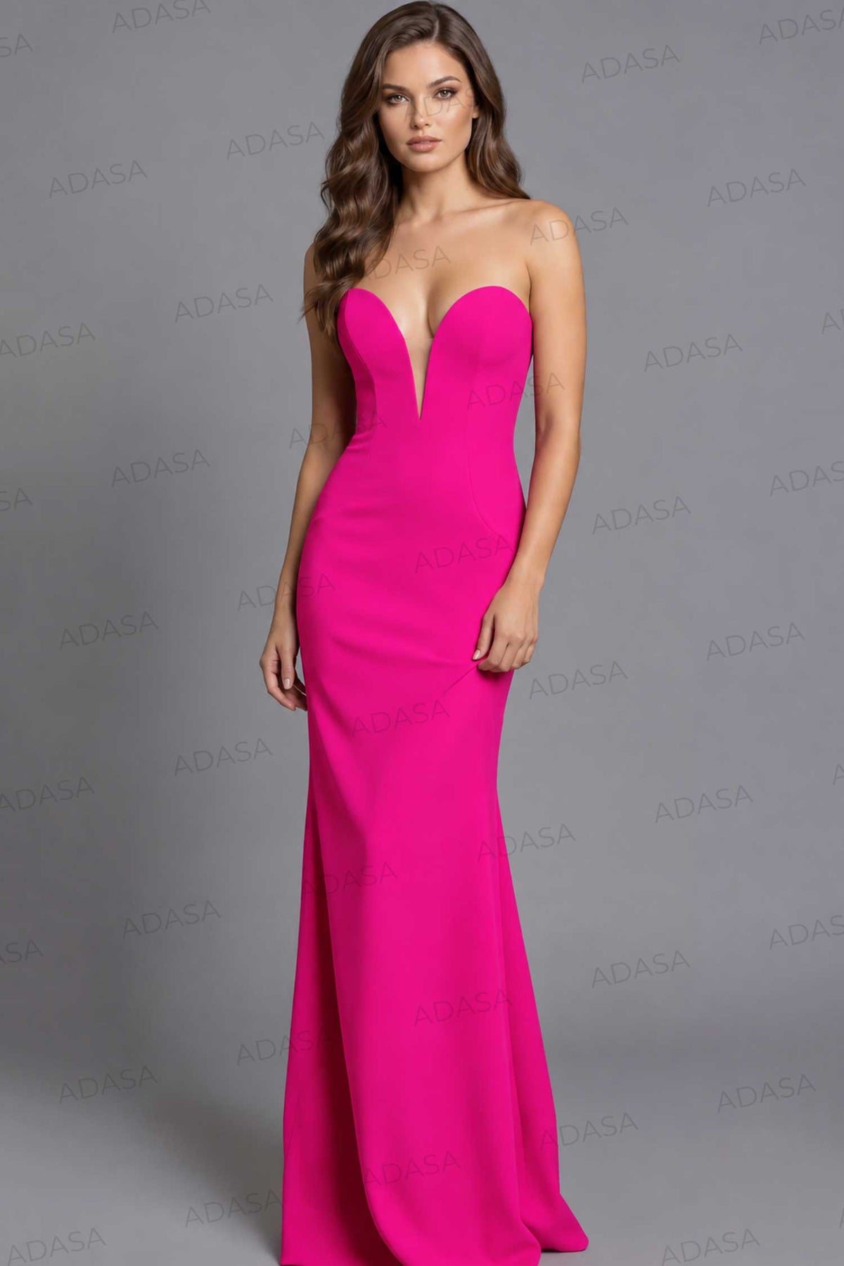 Jovani 40436 - Minimalist Plunging Sweetheart Long Gown