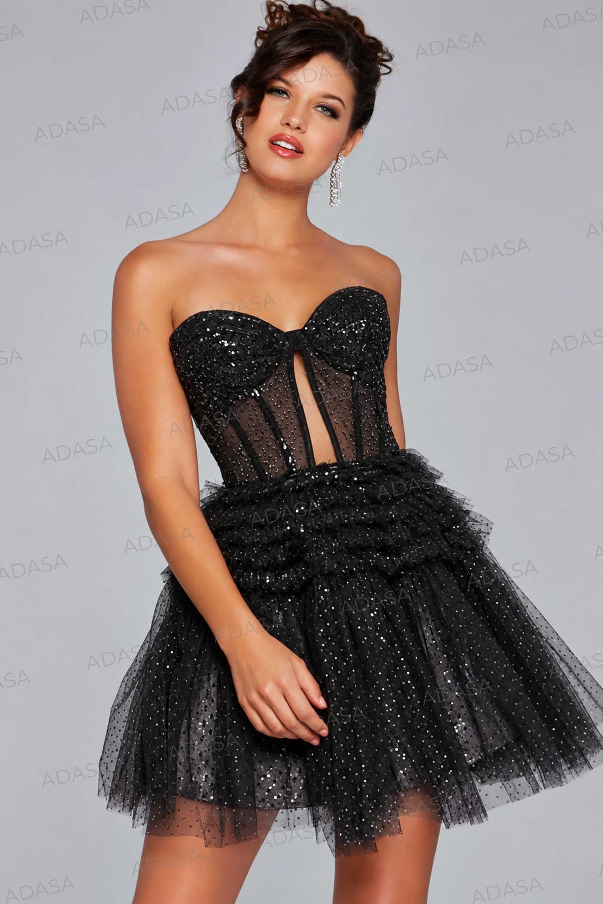 Jovani 40467 - Ruched Sheer Corset Cocktail Dress