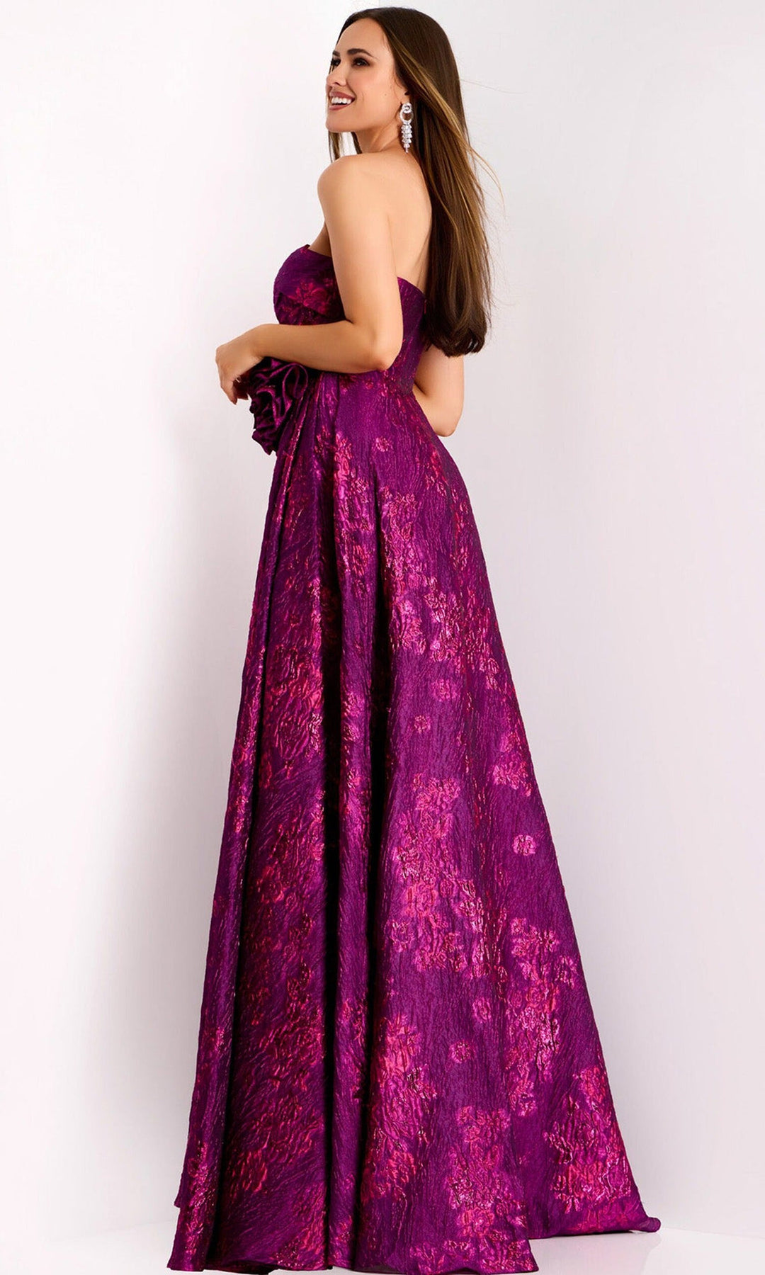 Jovani 40780 Floral Waist Asymmetric A-Line Gown