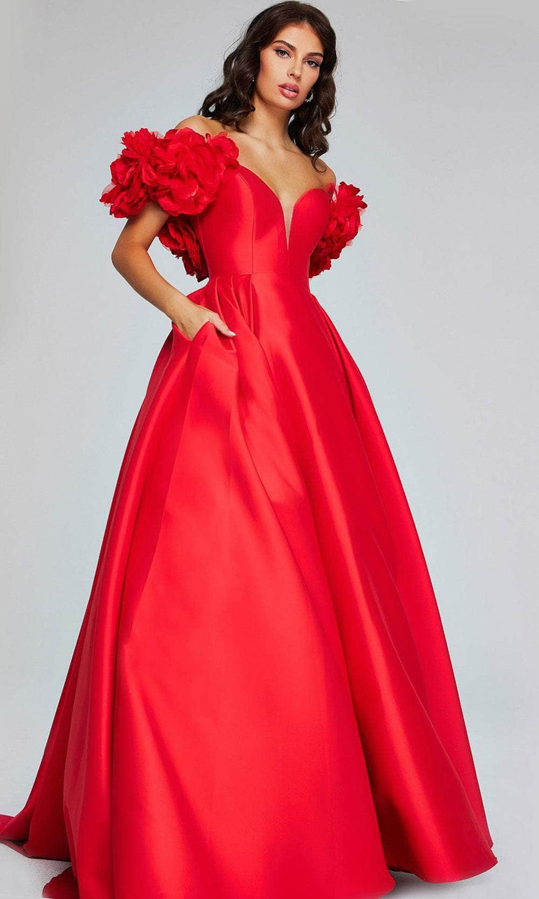 Jovani 40794 Rosette Plunging Ballgown