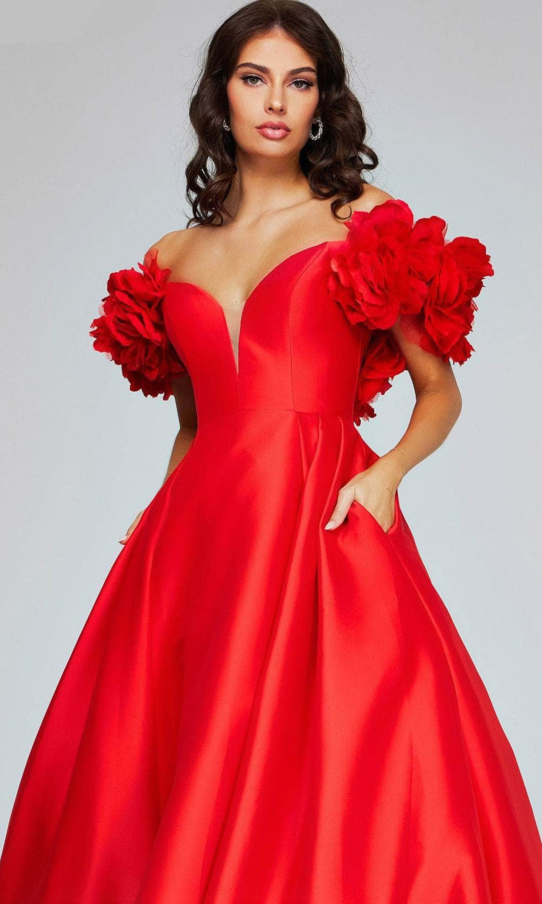 Jovani 40794 Rosette Plunging Ballgown
