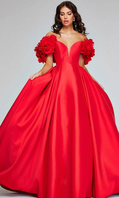 Jovani 40794 - Plunging Sweetheart Ballgown Special Occasion Dresses 00 /  Red