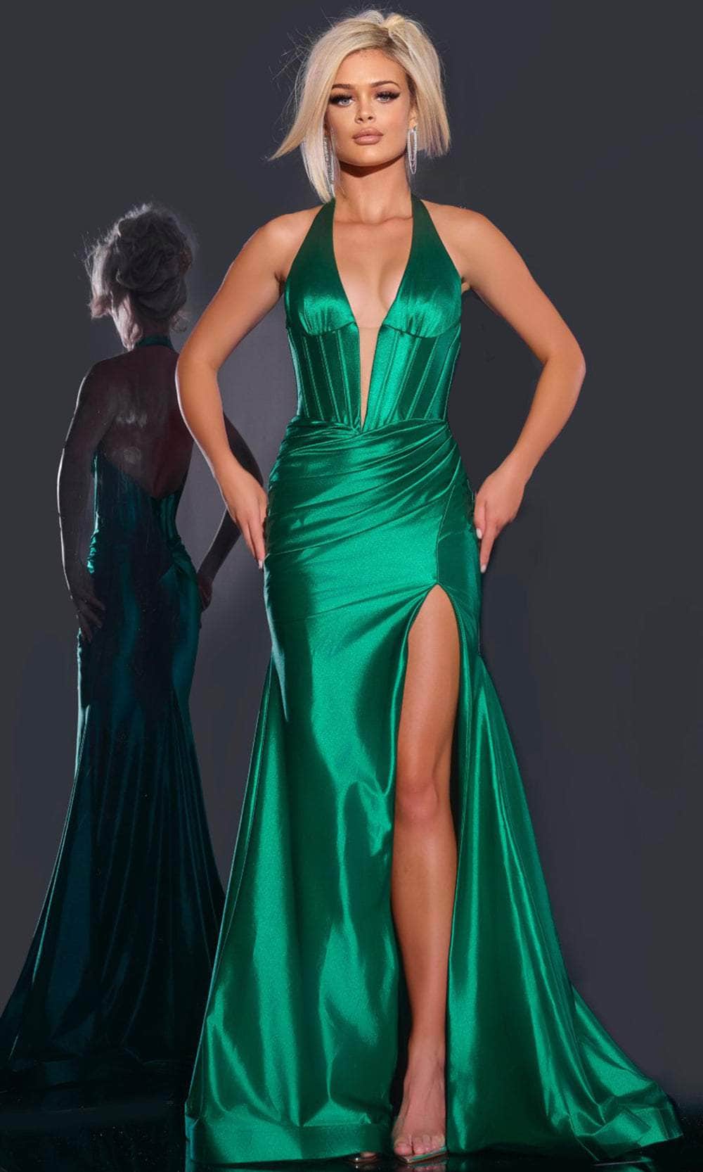Jovani 41012 - Satin Halter Prom Dress Prom Dresses