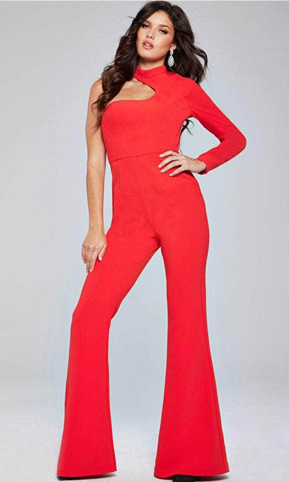 Jovani 41052 - Cut-Out Detailed One-Shoulder Jumpsuit Special Occasion Dresses