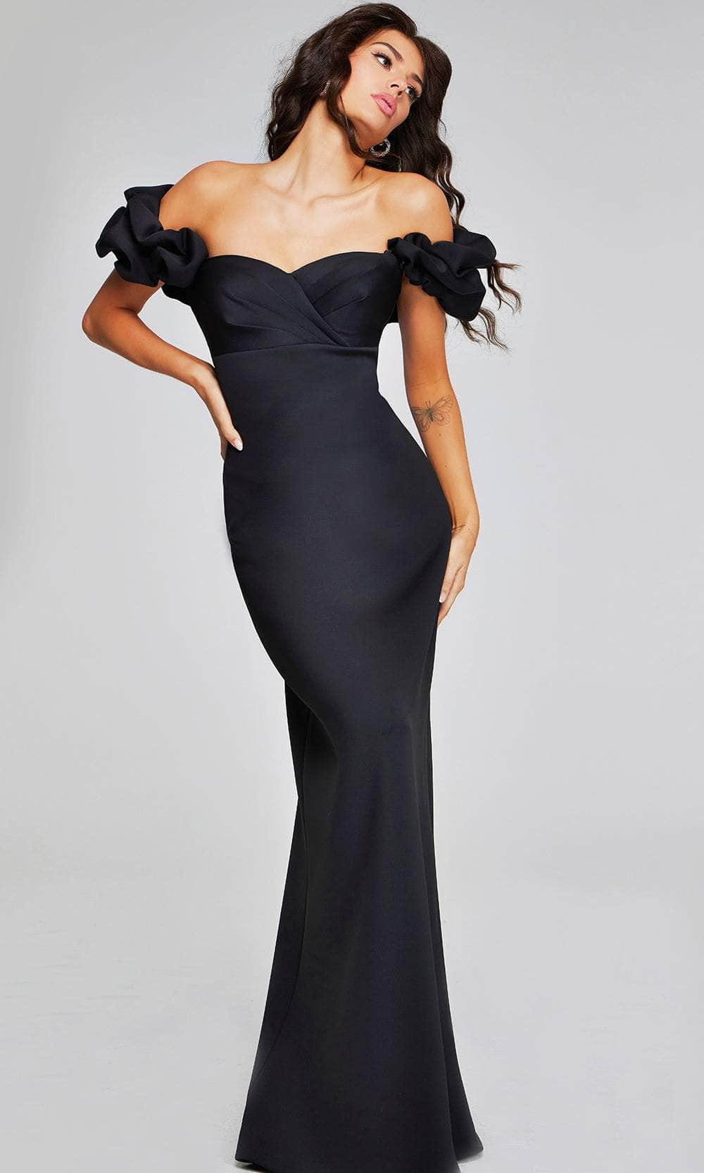 Jovani 41084 - Ruffled Off Shoulder Evening Gown Special Occasion Dresses