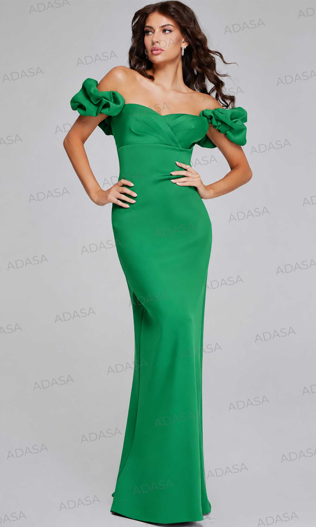 Jovani 41084 - Ruffled Off Shoulder Evening Gown