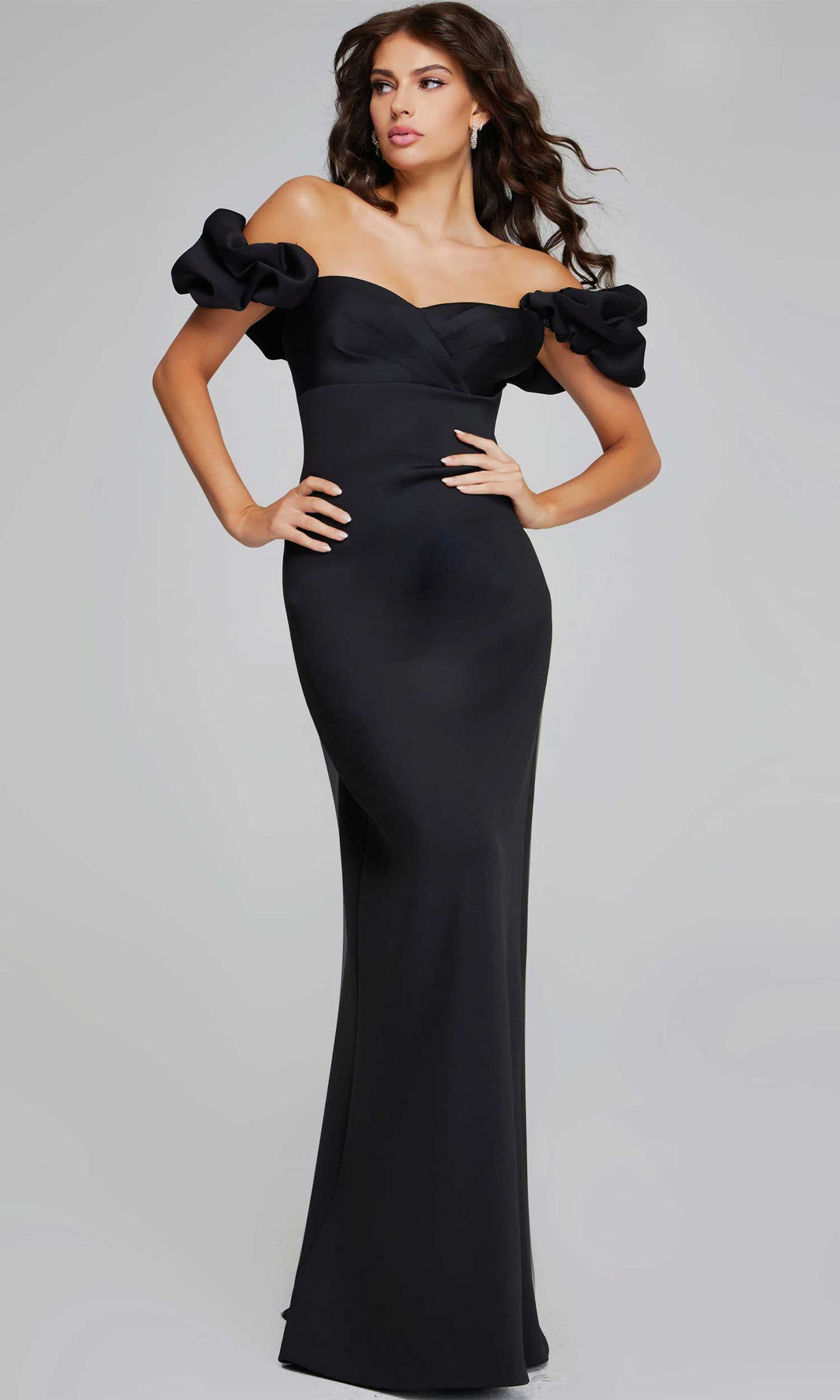 Jovani 41084 - Ruffled Off Shoulder Evening Gown
