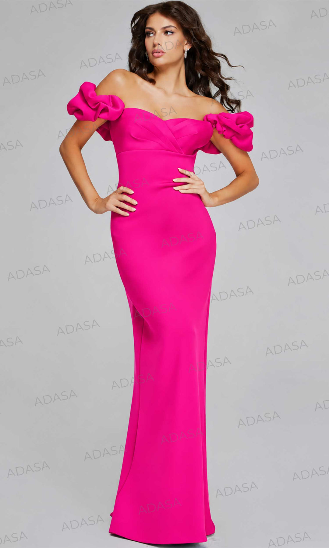 Jovani 41084 - Ruffled Off Shoulder Evening Gown
