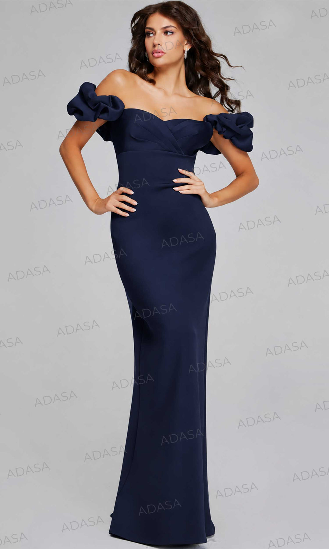 Jovani 41084 - Ruffled Off Shoulder Evening Gown