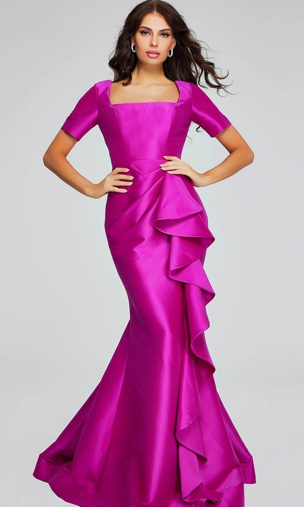 Jovani 41128 - Ruffle Draped Evening Gown Special Occasion Dresses 00 /  Orchid