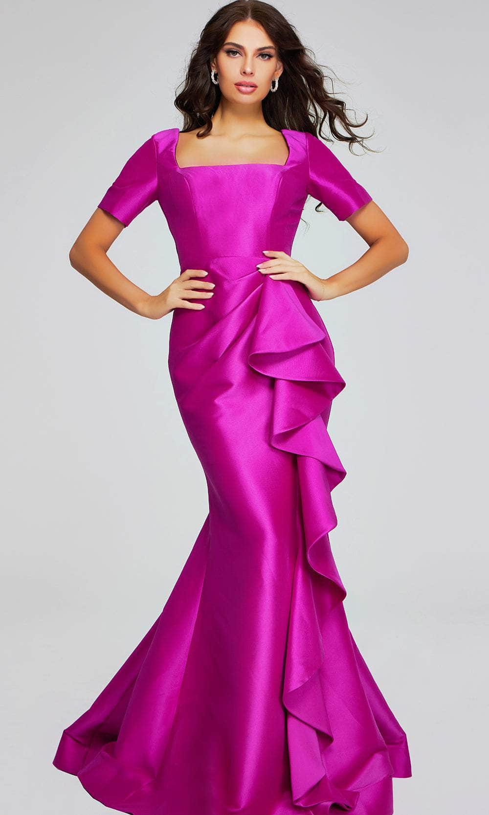 Jovani 41128 - Taffeta Mermaid Evening Gown Special Occasion Dress 00 / Orchid