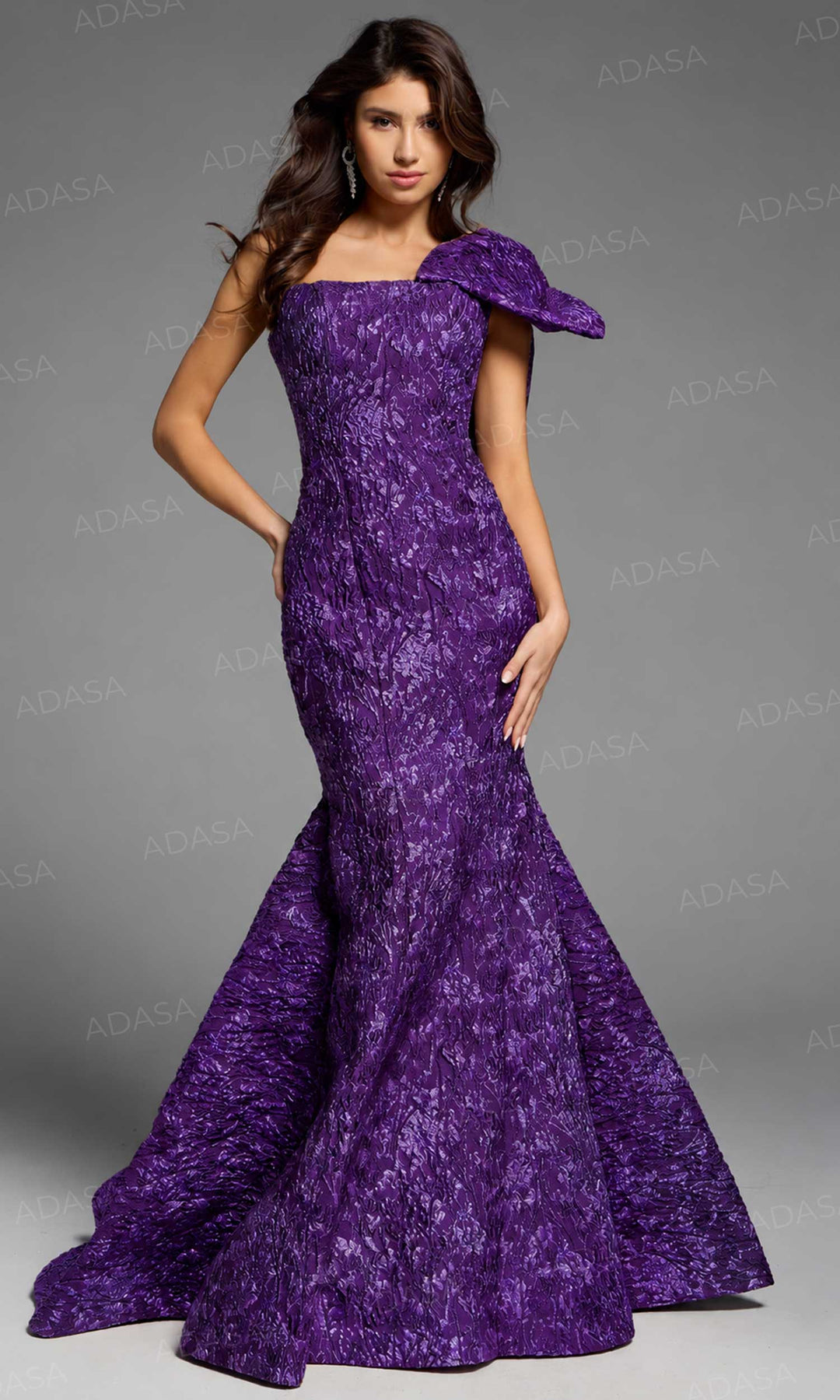 Jovani 41130 - Textured Asymmetric Evening Gown