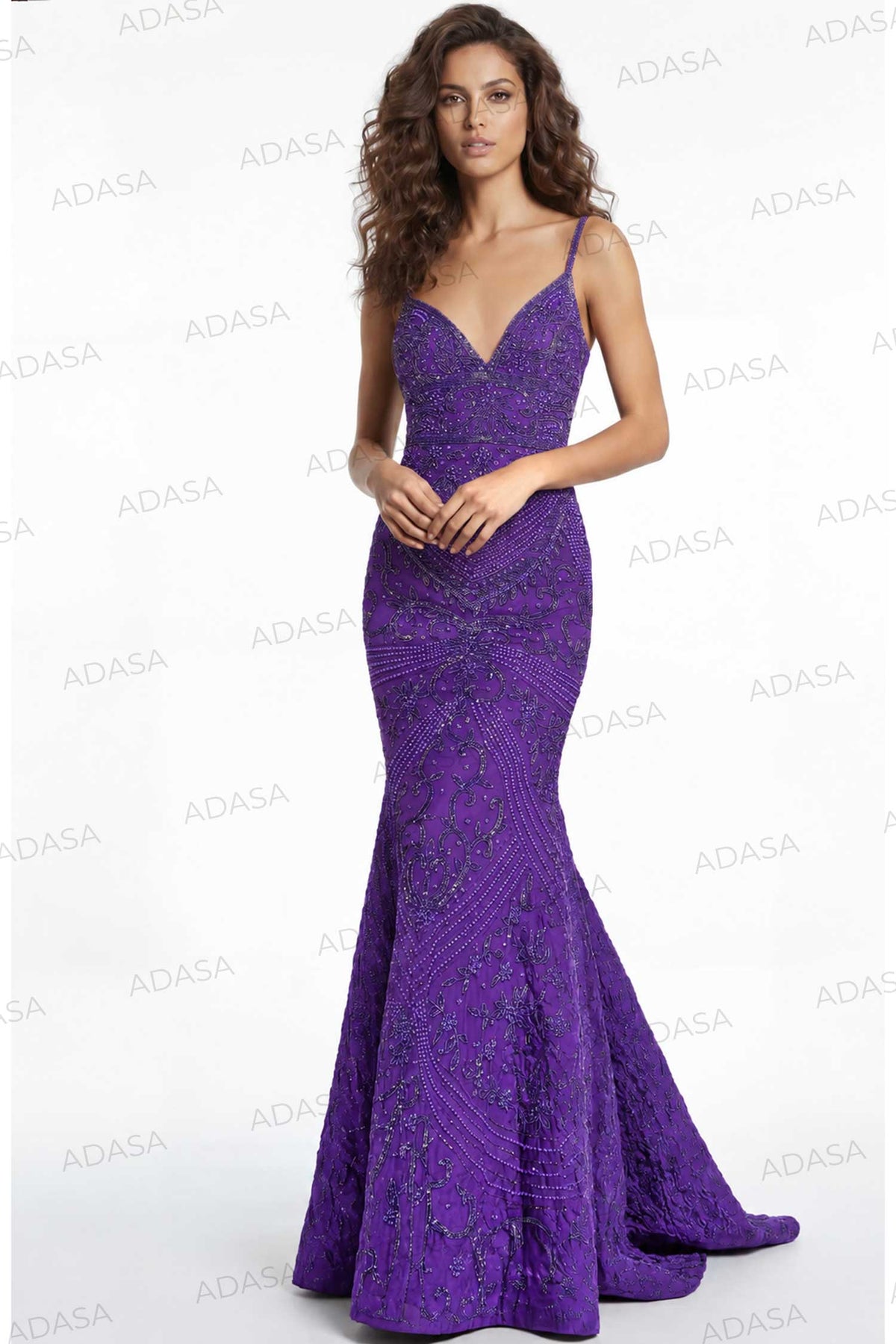 Jovani 41133 - Straight Neckline Textured Long Gown
