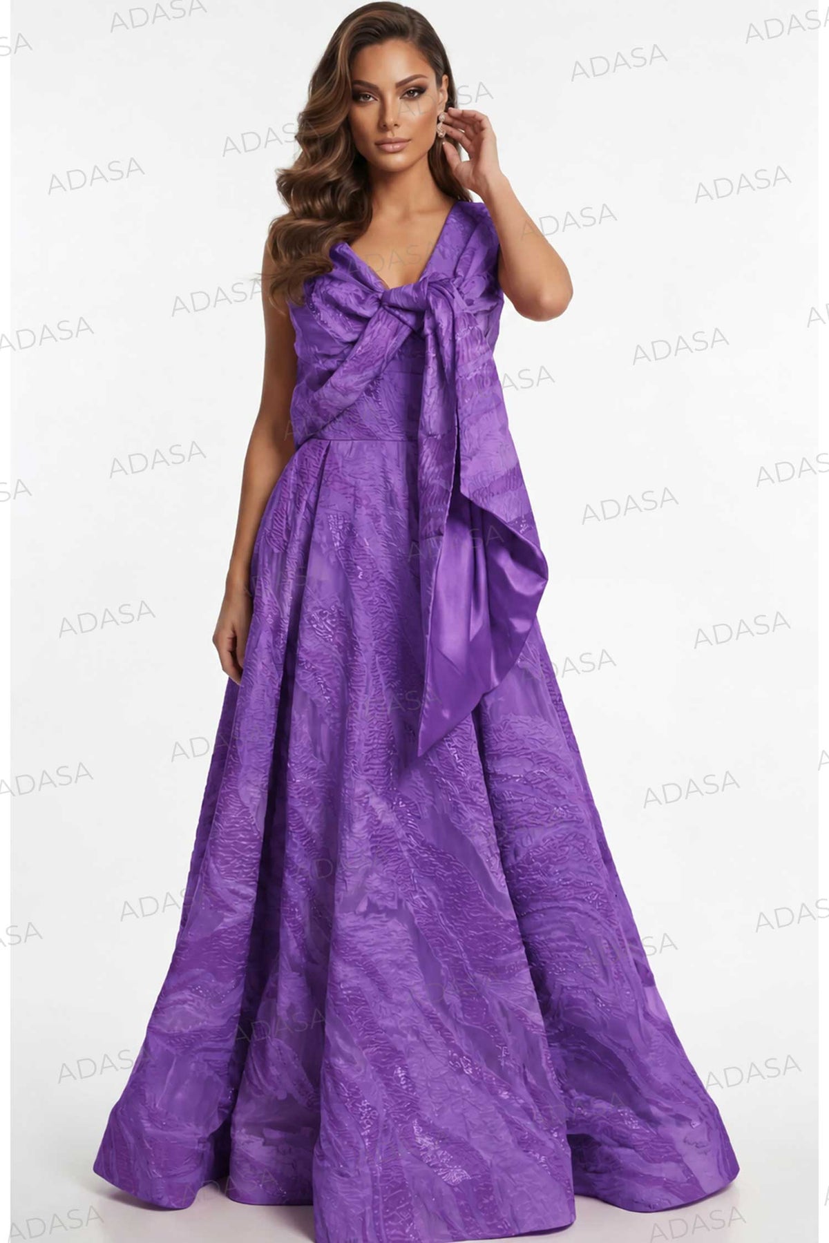 Jovani 41136 - Pleated Skirt Textured Sleeveless Gown