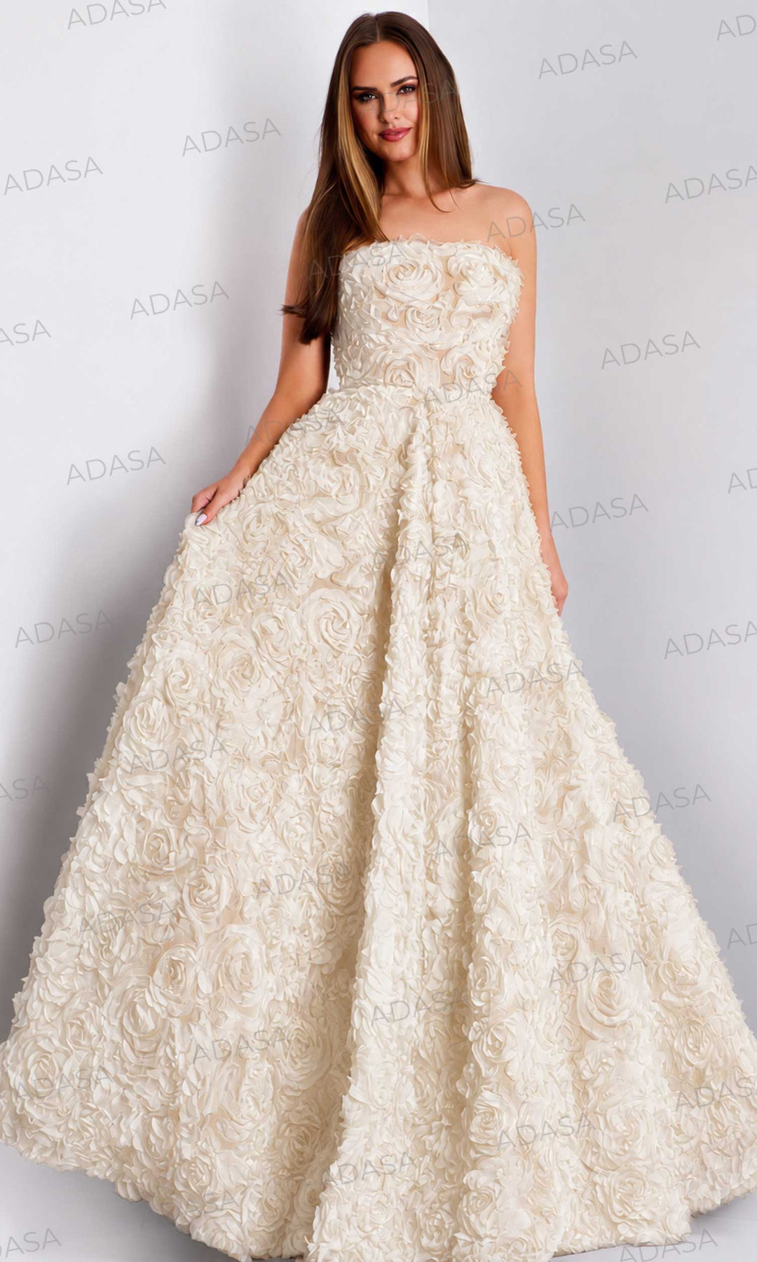 Jovani 41188 - Romantic Floral Applique A-Line Gown
