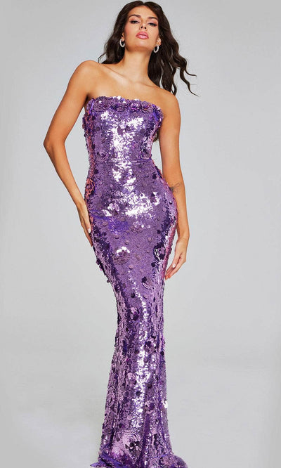 Jovani 42154 - Sequin Sheath Evening Gown Special Occasion Dresses 00 /  Lilac