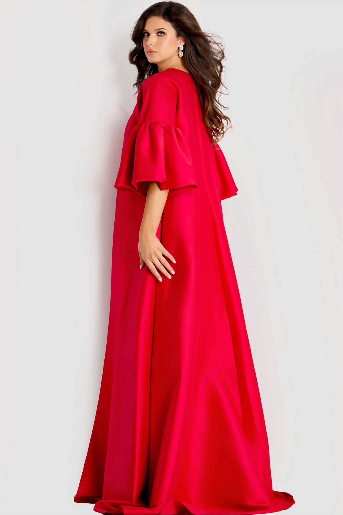 Jovani 42160 - Bell Sleeve Cape Evening Gown