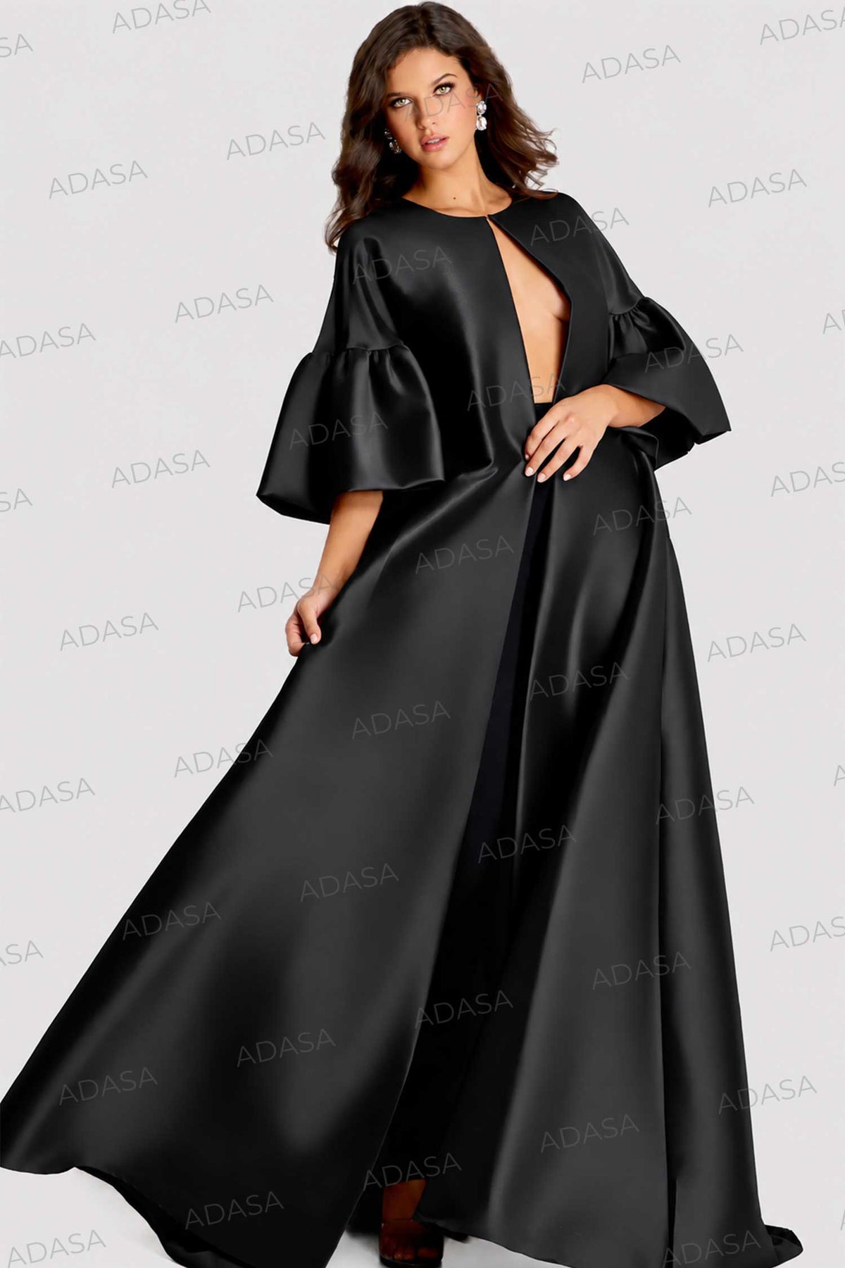 Jovani 42160 - Bell Sleeve Cape Evening Gown