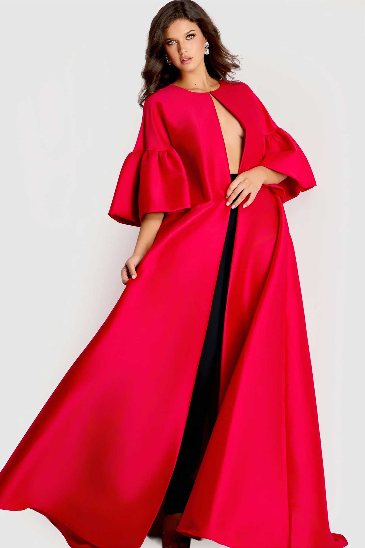Jovani 42160 - Bell Sleeve Cape Evening Gown