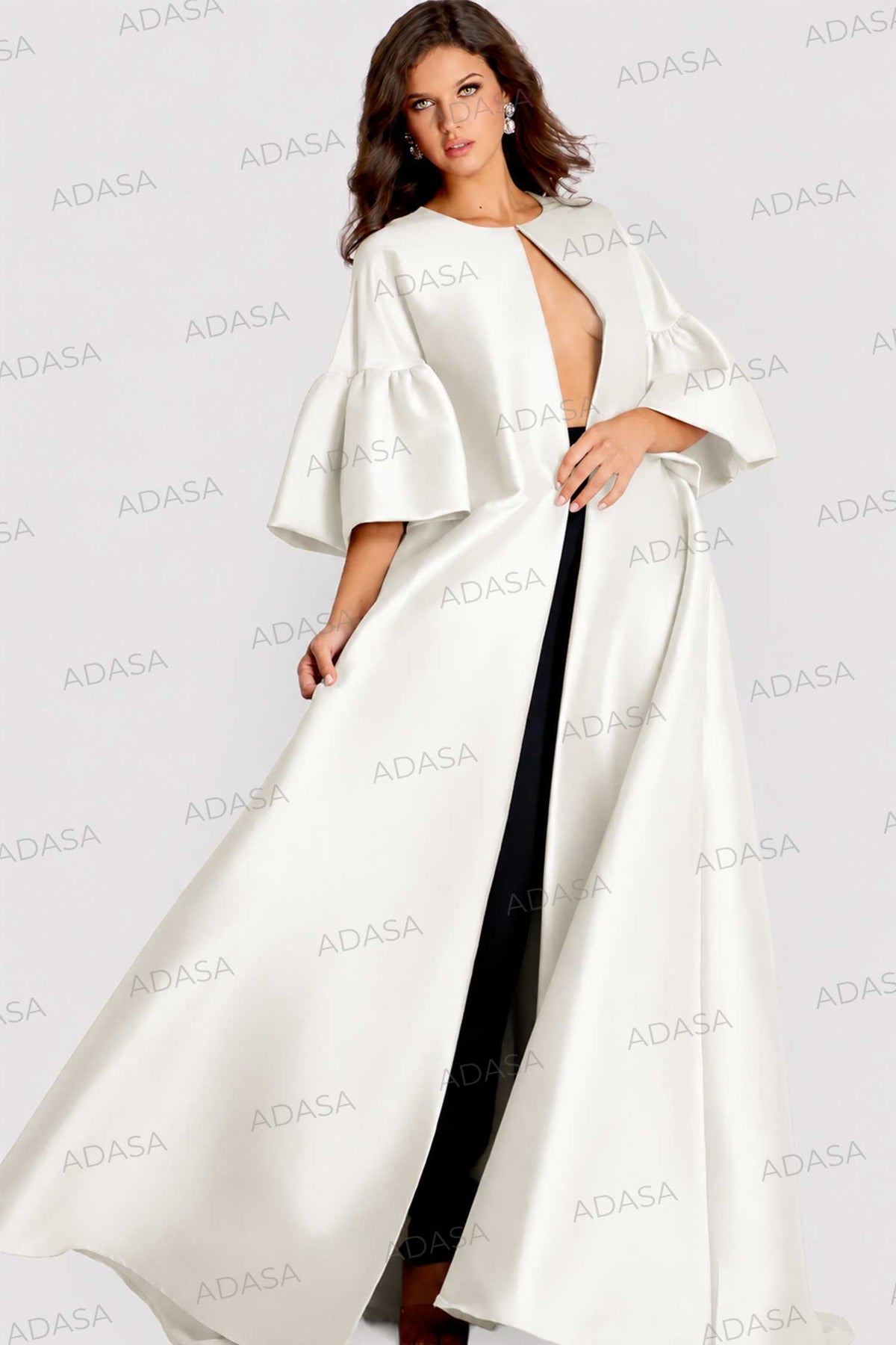 Jovani 42160 - Bell Sleeve Cape Evening Gown