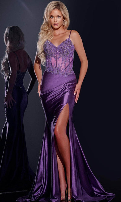 Jovani 42259 - Applique Detailed Prom Dress Prom Dresses 00 / Purple