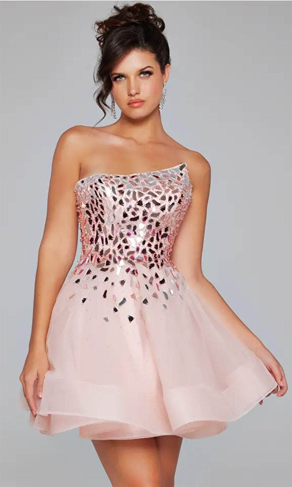 Jovani 42282 - Cut-Glass Layered A-Line Cocktail Dress Homecoming Dresses
