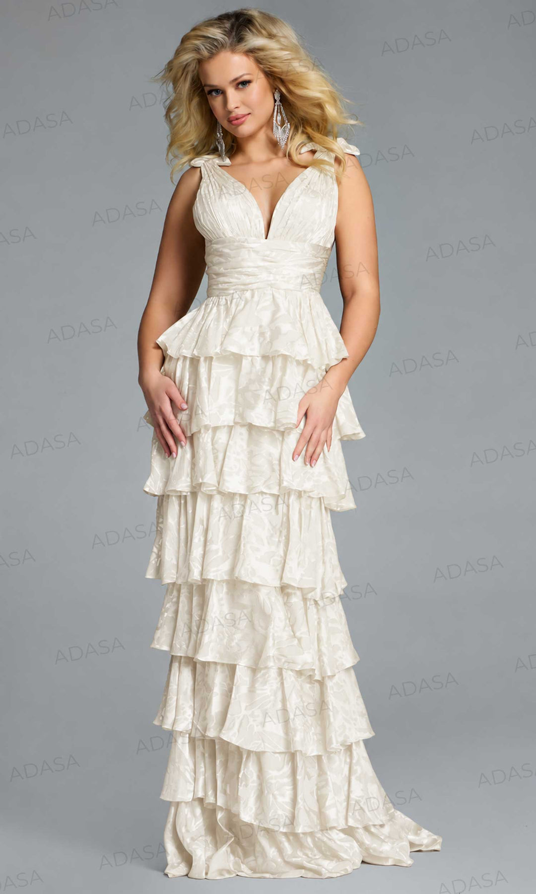Jovani 42380 - Bow Strap Tiered A-Line Gown