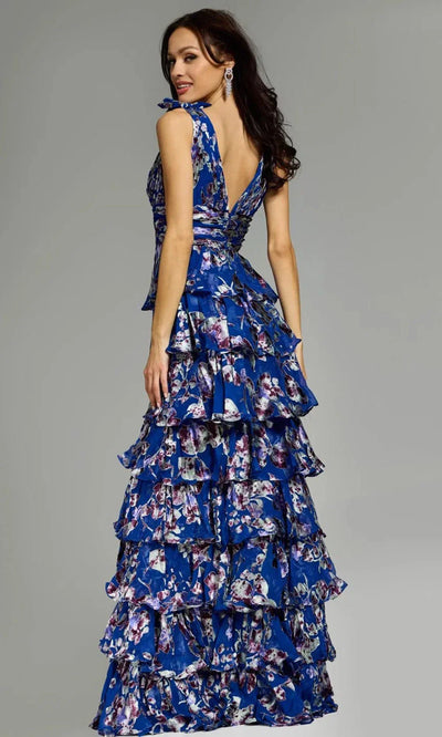 Jovani 42381 - Floral Print Tiered A-Line Gown Evening Dresses